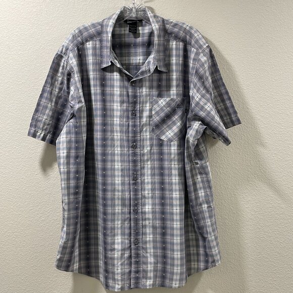 Marmot Other - MARMOT Men's (VTG) Short Sleeve Button Down Plaid Shirt, Gray/Aqua - XXL